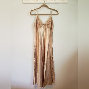 Satin silky champagne slip gown